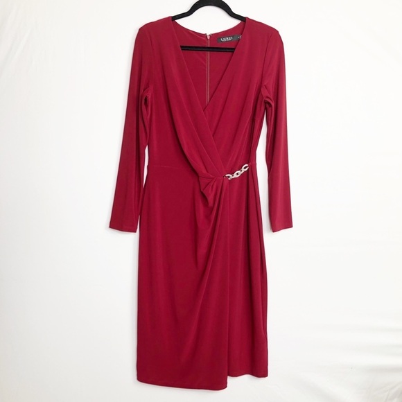 𝅺Lauren Ralph Lauren black label burgundy dress - Picture 3 of 10